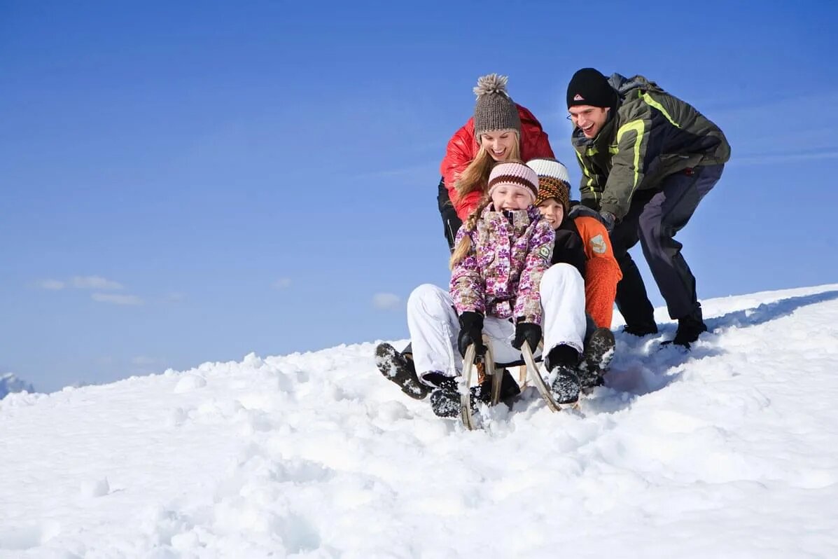 Schlittenfahrt im Schnee